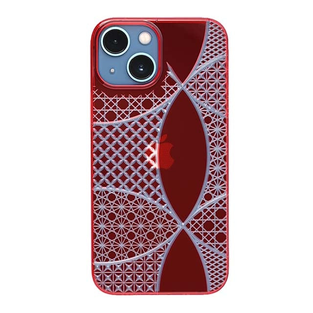 【Web限定】Air Jacket "kiriko" for iPhone 13 mini 千代柄(七宝) (紅)