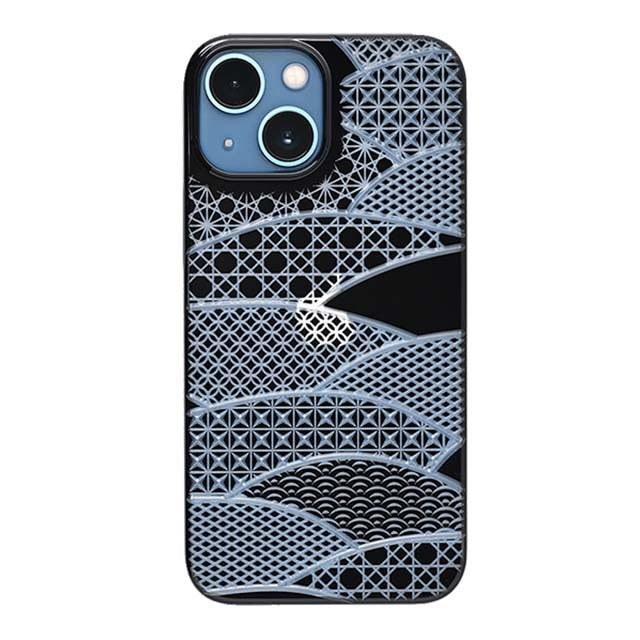 【Web限定】Air Jacket "kiriko" for iPhone 13 mini 千代柄(扇) (ピアノブラック)