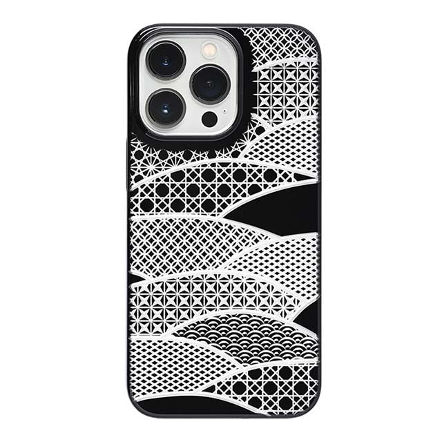 【Web限定】Air Jacket "kiriko" for iPhone 13 Pro 千代柄(扇) (ピアノブラック)