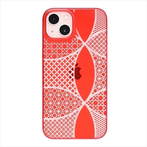 【Web限定】Air Jacket "kiriko" for iPhone 14 千代柄(七宝)(紅)