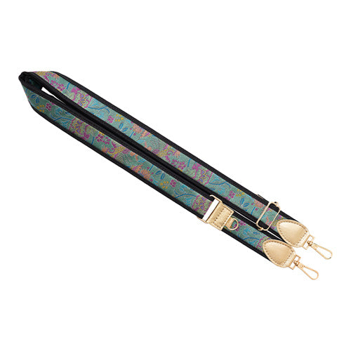 【WEB限定】P.S.SHOULDER STRAP【西陣織】 鳳凰唐草(翡翠色)(縁ブラック)