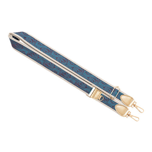 【WEB限定】P.S.SHOULDER STRAP【西陣織】 桐竹鳳凰(青色)(縁ベージュ)