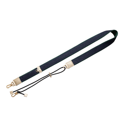 【WEB限定】P.S.SHOULDER STRAP【デニム】幅 30mm(濃紺×グリーン)
