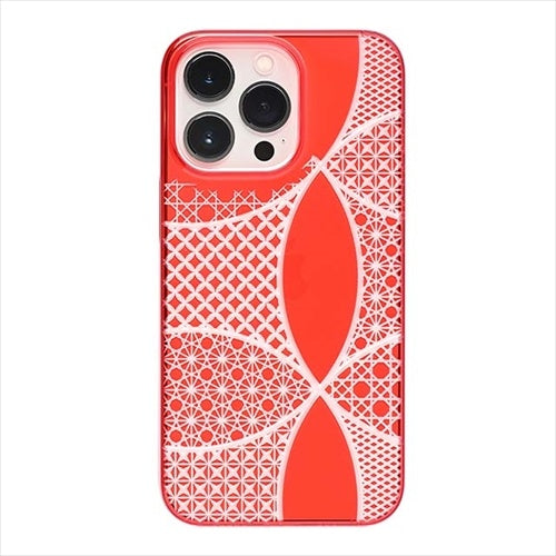 【Web限定】Air Jacket "kiriko" for iPhone 15 Pro 千代柄(七宝)(紅)