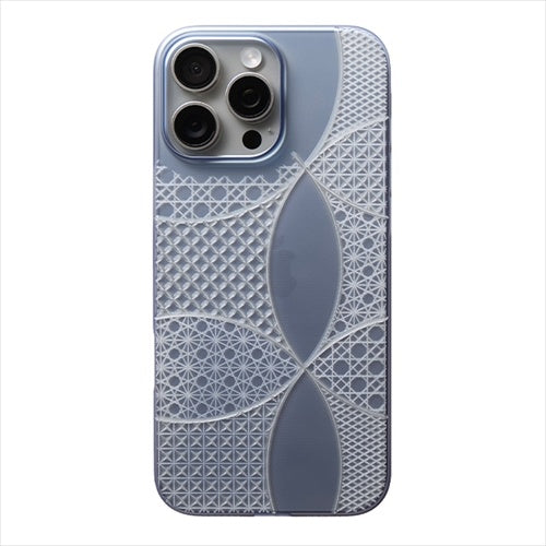 【Web限定】Air Jacket "kiriko" for iPhone 16 Pro Max 千代柄(七宝)(クリアネイビー)