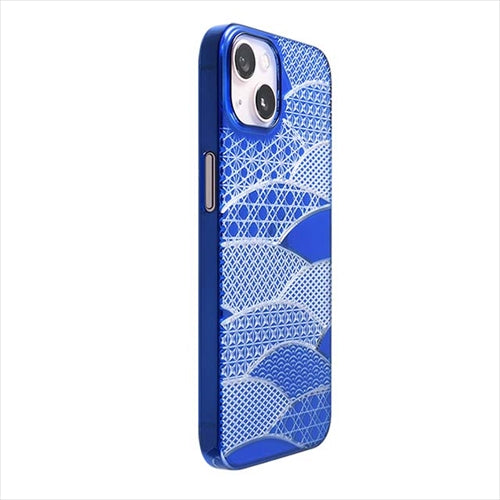 【Web限定】Air Jacket "kiriko" for iPhone 14 Plus 千代柄(扇)(瑠璃)
