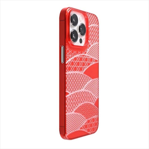 【Web限定】Air Jacket "kiriko" for iPhone 14 Pro 千代柄(扇)(紅)