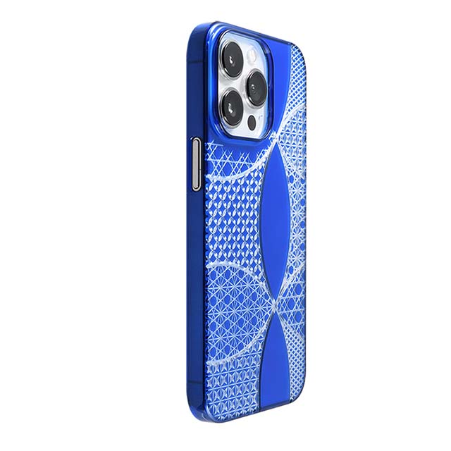 【Web限定】Air Jacket "kiriko" for iPhone 13 Pro 千代柄(七宝) (瑠璃)