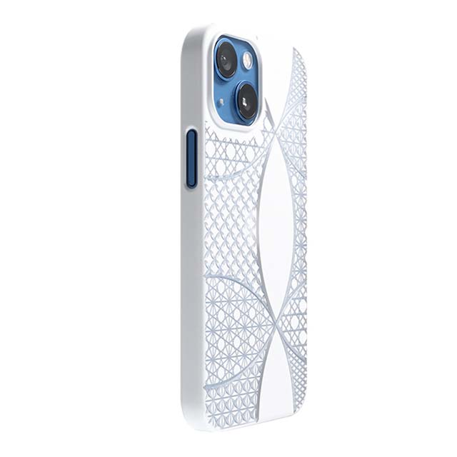 【Web限定】Air Jacket "kiriko" for iPhone 13 mini 千代柄(七宝) (ピュアホワイト)