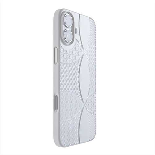 【Web限定】Air Jacket "kiriko" for iPhone 16 Plus  千代柄(七宝)(ピュアホワイト)