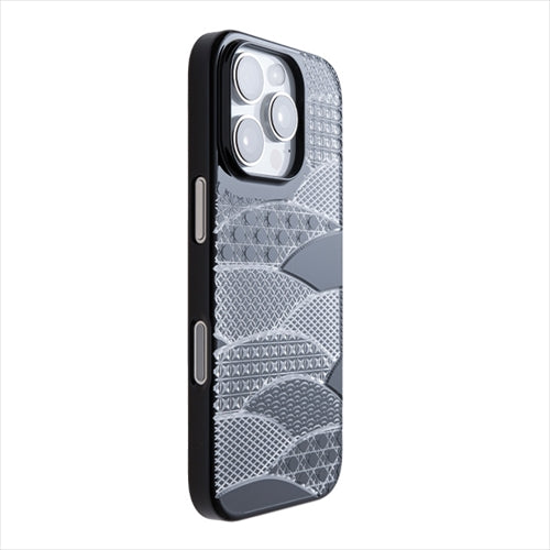 【Web限定】Air Jacket "kiriko" for iPhone 16 Pro 千代柄(扇)(ピアノブラック)