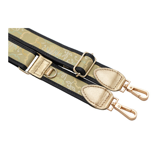 【WEB限定】P.S.SHOULDER STRAP【西陣織】 雪輪に唐草(青緑色)(縁ブラック)