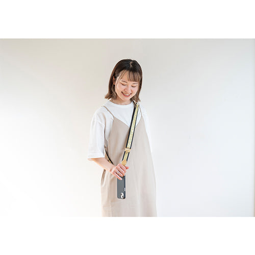 【WEB限定】P.S.SHOULDER STRAP【西陣織】 雪輪に唐草(青緑色)(縁ブラック)