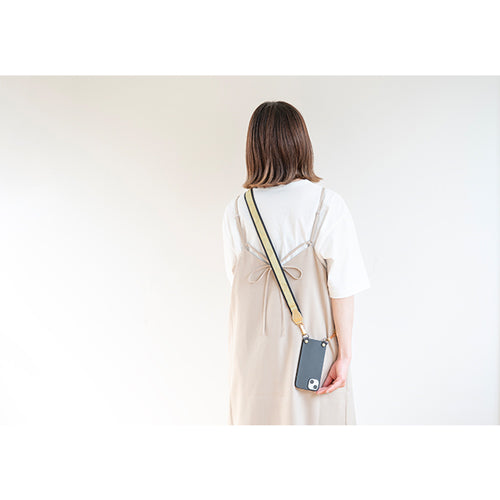 【WEB限定】P.S.SHOULDER STRAP【西陣織】 雪輪に唐草(青緑色)(縁ブラック)