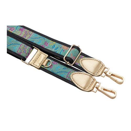 【WEB限定】P.S.SHOULDER STRAP【西陣織】 鳳凰唐草(翡翠色)(縁ブラック)