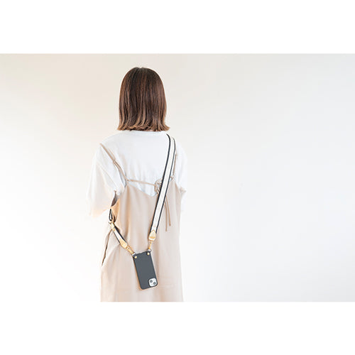 【WEB限定】P.S.SHOULDER STRAP【西陣織】 七宝(白色)(縁ブラック)