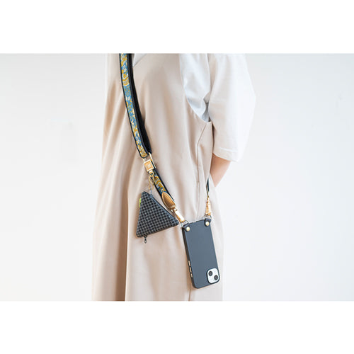 【WEB限定】P.S.SHOULDER STRAP【西陣織】 鳳凰唐草(紺色)(縁ブラック)
