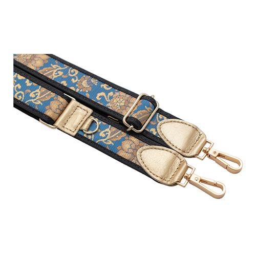 【WEB限定】P.S.SHOULDER STRAP【西陣織】 唐花唐草(青色)(縁ブラック)