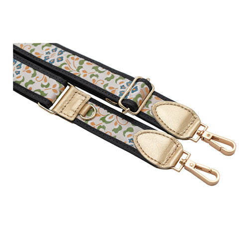【WEB限定】P.S.SHOULDER STRAP【西陣織】 有職唐花(ベージュ)(縁ブラック)