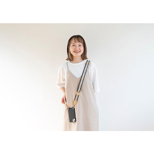 【WEB限定】P.S.SHOULDER STRAP【西陣織】 有職唐花(ベージュ)(縁ブラック)