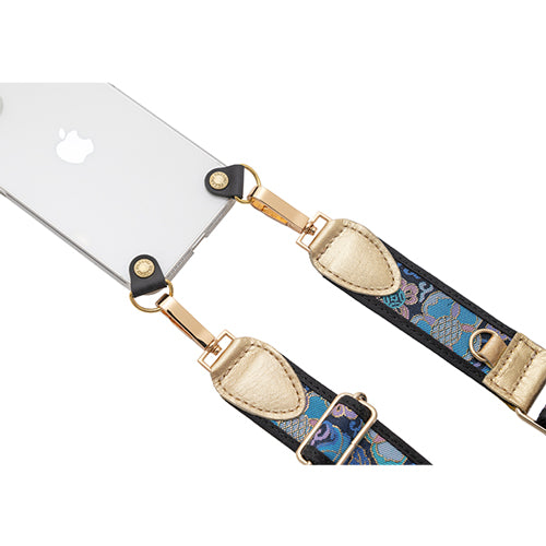 【WEB限定】P.S.SHOULDER STRAP【西陣織】 梅紋(紫色)(縁ブラック)