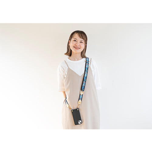 【WEB限定】P.S.SHOULDER STRAP【西陣織】 梅紋(紫色)(縁ブラック)