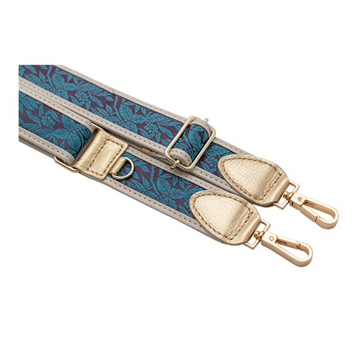 【WEB限定】P.S.SHOULDER STRAP【西陣織】 桐竹鳳凰(青色)(縁ベージュ)