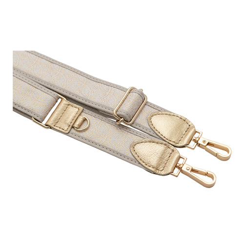 【WEB限定】P.S.SHOULDER STRAP【西陣織】 七宝(白色)(縁ベージュ)