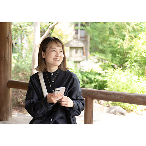 【WEB限定】P.S.SHOULDER STRAP【西陣織】 七宝(白色)(縁ベージュ)