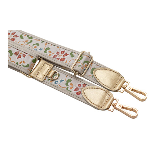 【WEB限定】P.S.SHOULDER STRAP【西陣織】 有職唐花(ベージュ)(縁ベージュ)