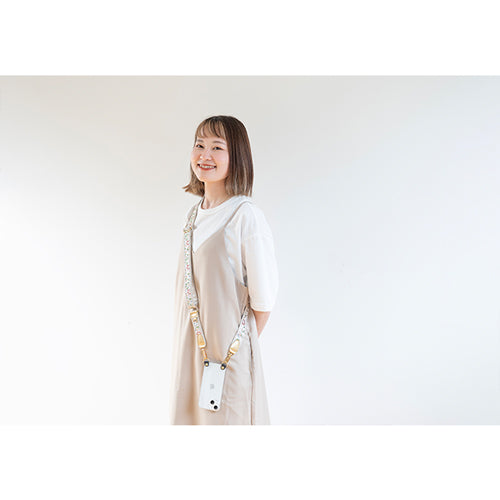 【WEB限定】P.S.SHOULDER STRAP【西陣織】 有職唐花(ベージュ)(縁ベージュ)