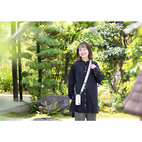 【WEB限定】P.S.SHOULDER STRAP【西陣織】 有職唐花(ベージュ)(縁ベージュ)