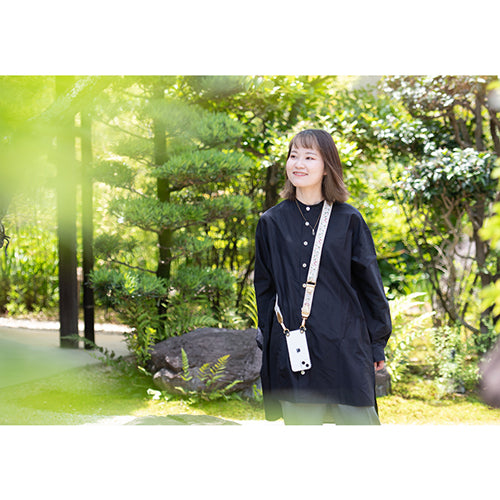 【WEB限定】P.S.SHOULDER STRAP【西陣織】 有職唐花(ベージュ)(縁ベージュ)