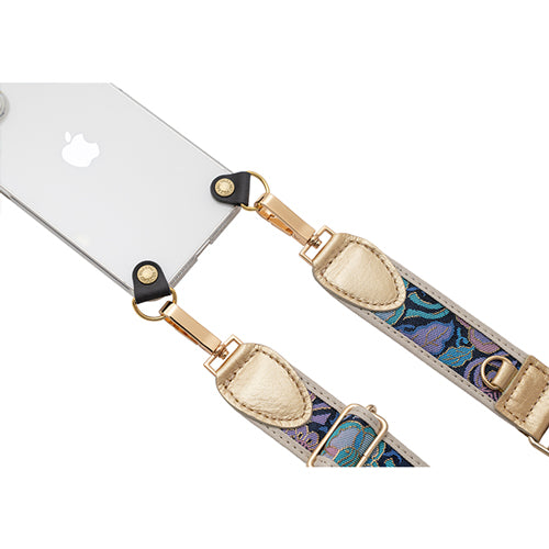 【WEB限定】P.S.SHOULDER STRAP【西陣織】 梅紋(紫色)(縁ベージュ)