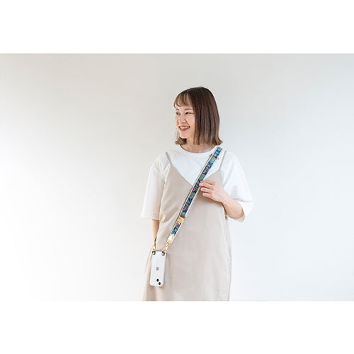【WEB限定】P.S.SHOULDER STRAP【西陣織】 梅紋(紫色)(縁ベージュ)