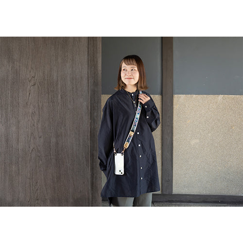 【WEB限定】P.S.SHOULDER STRAP【西陣織】 梅紋(紫色)(縁ベージュ)
