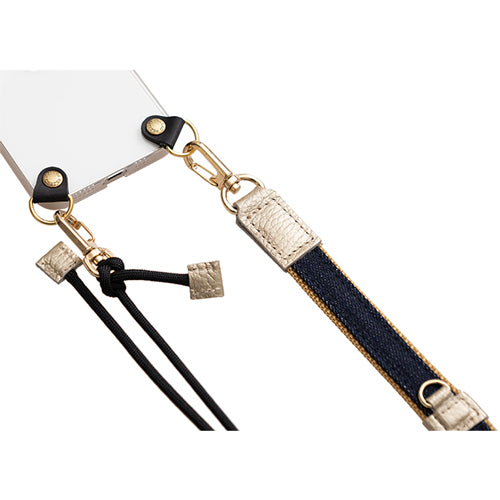 【WEB限定】P.S.SHOULDER STRAP【デニム】幅 20mm(濃紺×ベージュ)