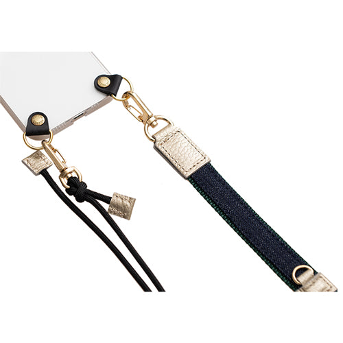 【WEB限定】P.S.SHOULDER STRAP【デニム】幅 20mm(濃紺×グリーン)