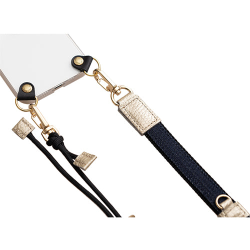 【WEB限定】P.S.SHOULDER STRAP【デニム】幅 20mm(濃紺×黒)