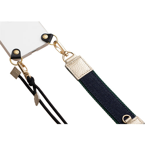 【WEB限定】P.S.SHOULDER STRAP【デニム】幅 30mm(濃紺×グリーン)