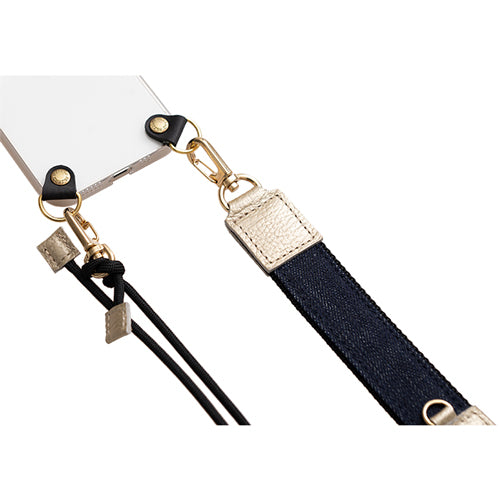 【WEB限定】P.S.SHOULDER STRAP【デニム】幅 30mm(濃紺×黒)