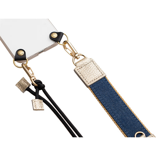 【WEB限定】P.S.SHOULDER STRAP【デニム】幅 30mm(フェード×ベージュ)