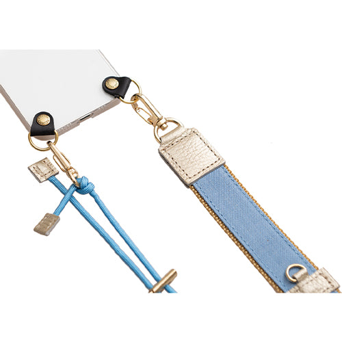 【WEB限定】P.S.SHOULDER STRAP【デニム】幅 30mm(ブリーチ×ベージュ)