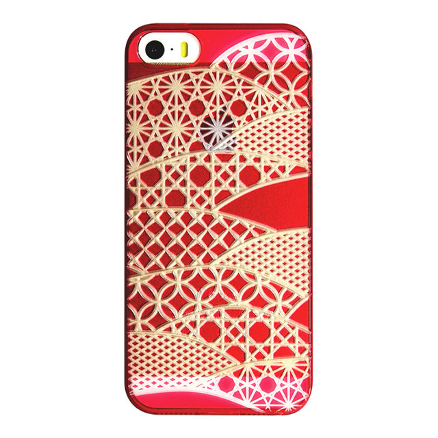 【Web限定】AIR JACKET ”kiriko” for iPhone SE/5s/5 (千代柄・茜)