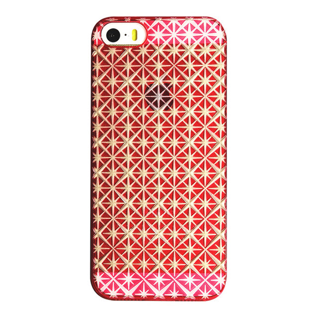 【Web限定】AIR JACKET ”kiriko” for iPhone SE/5s/5 (七宝柄・茜)