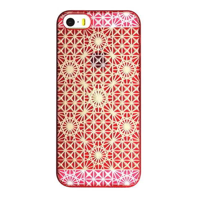 【Web限定】AIR JACKET ”kiriko” for iPhone SE/5s/5 (市松紋/菊篭目と麻の葉・茜)