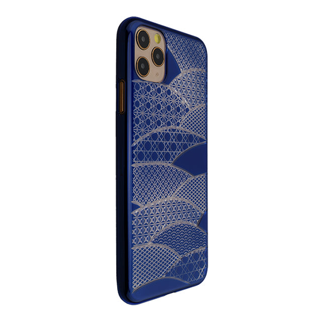 【Web限定】Air Jacket “kiriko” for iPhone11 Pro Max 千代柄(扇) (瑠璃)