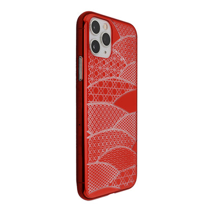【Web限定】Air Jacket “kiriko” for iPhone11 Pro 千代柄(扇) (紅)