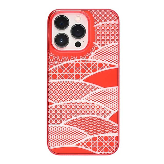【Web限定】Air Jacket "kiriko" for iPhone 13 Pro 千代柄(扇) (紅)