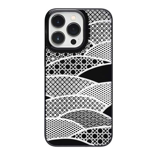【Web限定】Air Jacket "kiriko" for iPhone 13 Pro 千代柄(扇) (ピアノブラック)